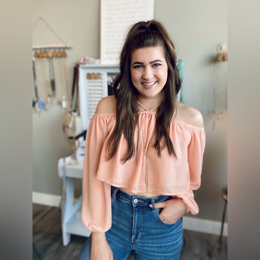 Peach Draping Off the Shoulder Top